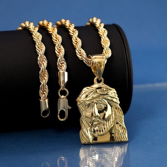 Jesus 14k Stamped Pendant + Necklace